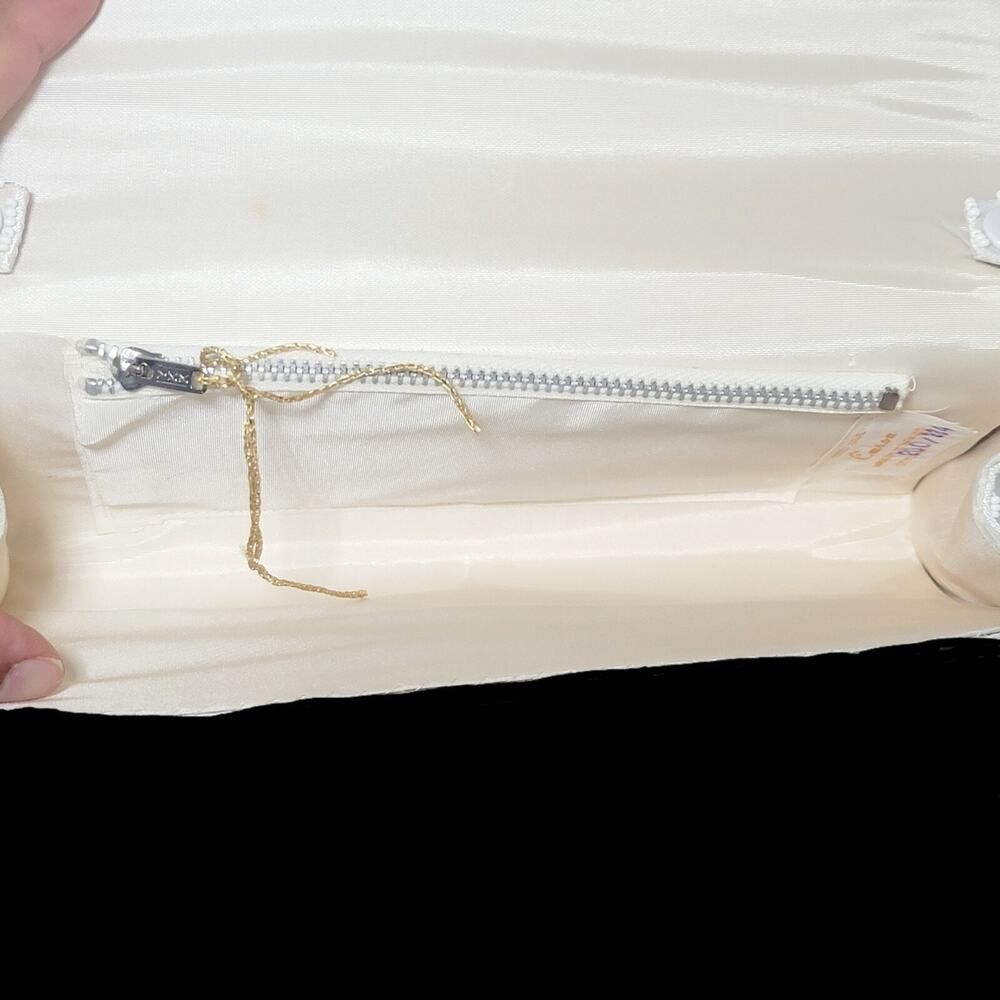VINTAGE EMSON IVORY BEADED CLUTCH PURSE WITH HANDLE MADE ON HONG KONG READ - Picture 7 of 10